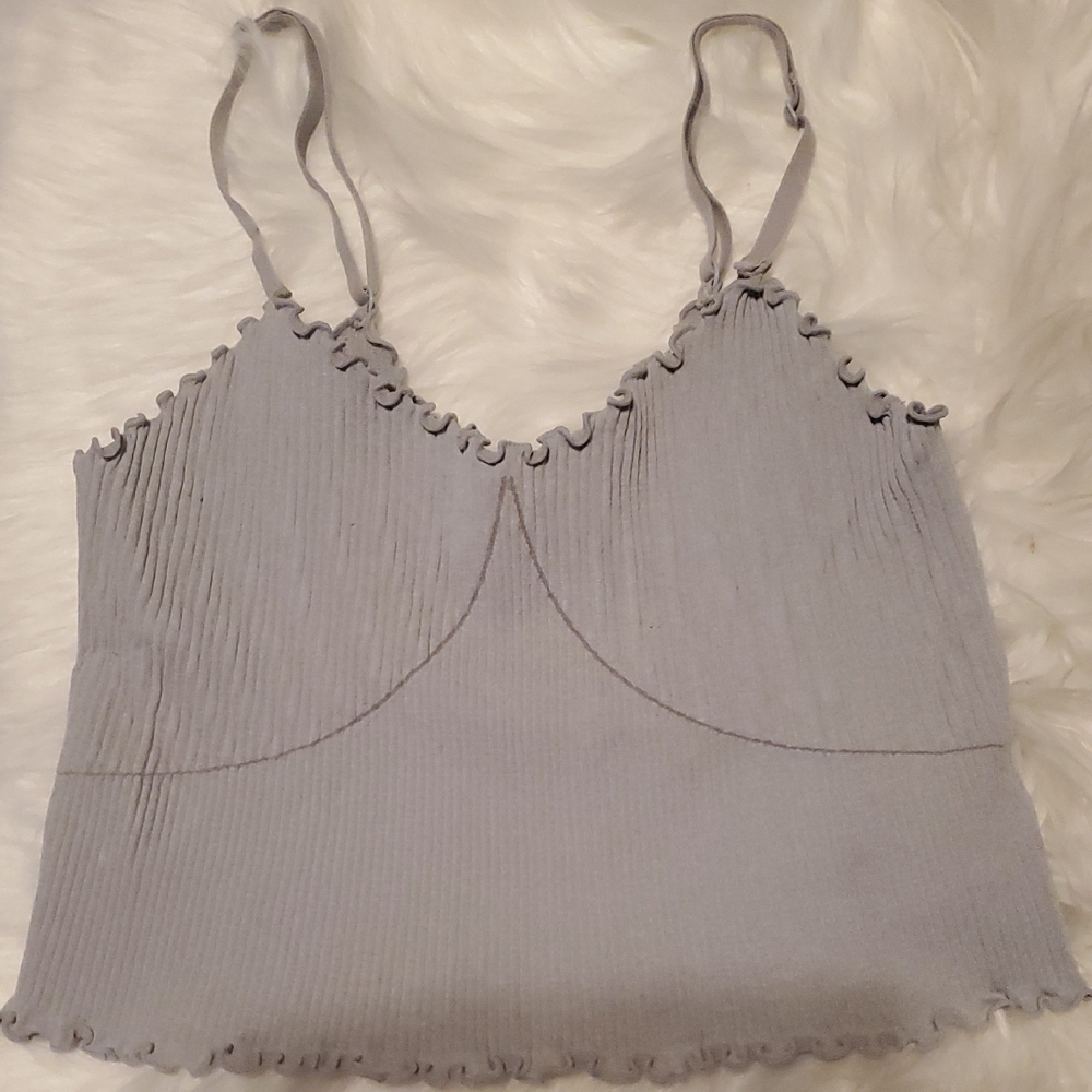 Aerie Light Gray Textured Top